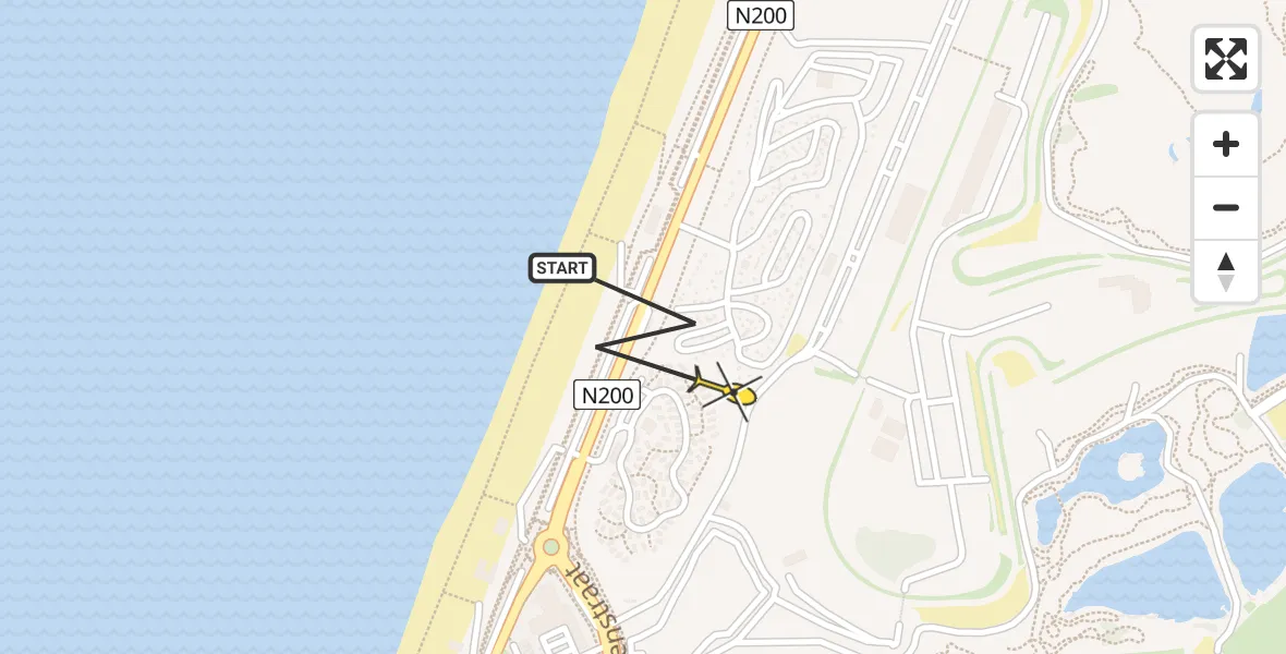 Routekaart van de vlucht: Politiehelikopter naar Zandvoort, Rob Slotemakerstraat