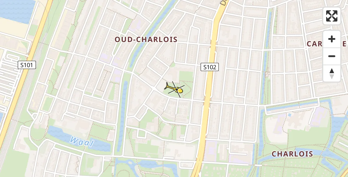 Routekaart van de vlucht: Traumahelikopter naar Rotterdam