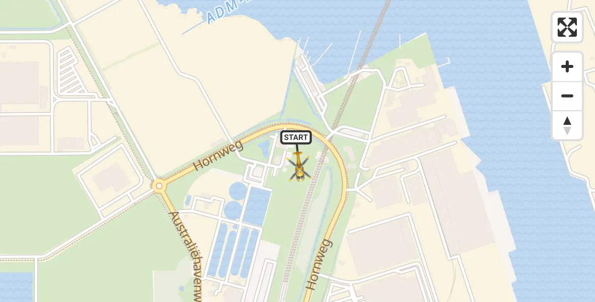 Vluchtroute Traumahelikopter van Amsterdam Heliport naar Amsterdam Heliport