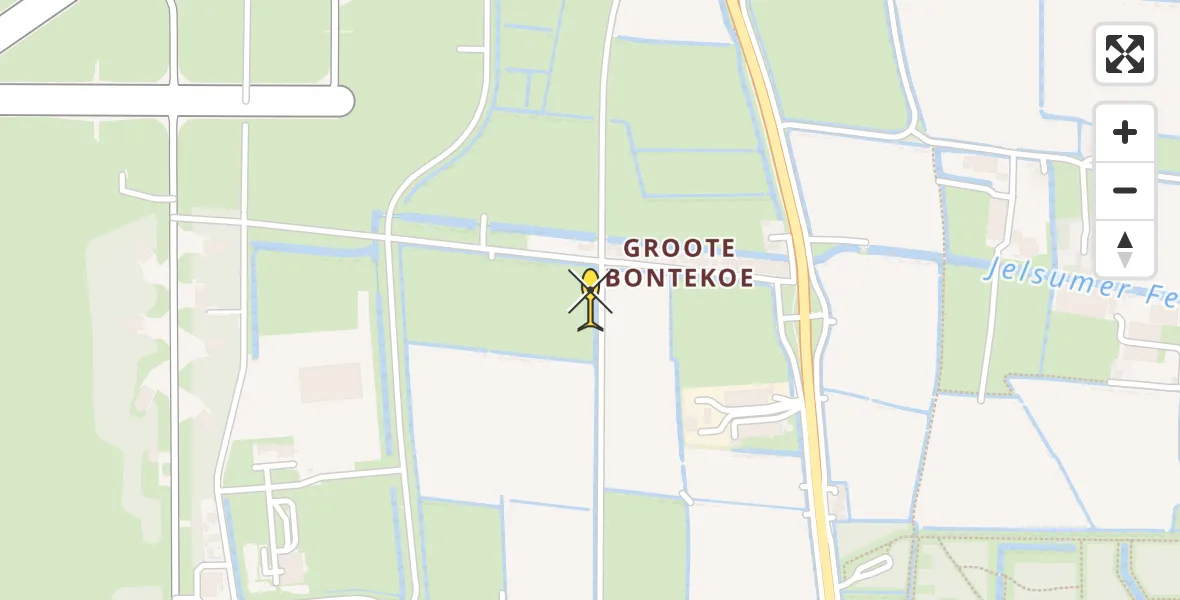 Vluchtroute Ambulancehelikopter van Vliegbasis Leeuwarden naar Vliegbasis Leeuwarden