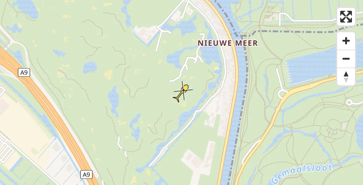 Routekaart van de vlucht: Politieheli naar Badhoevedorp