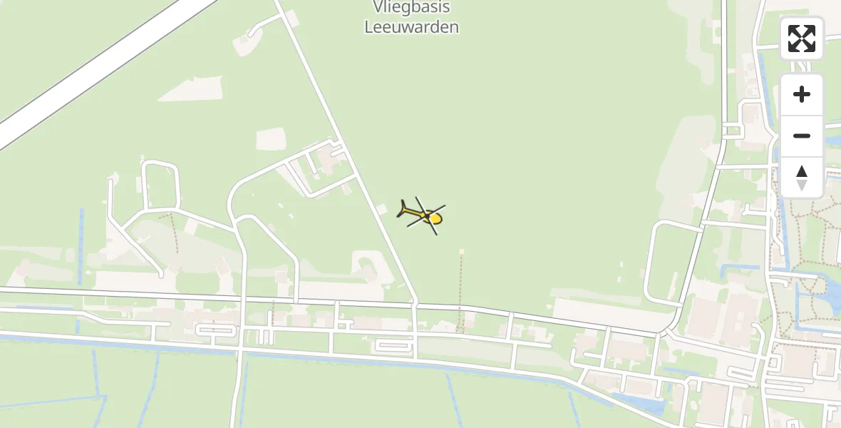 Vluchtroute Ambulancehelikopter van Vliegbasis Leeuwarden naar Vliegbasis Leeuwarden