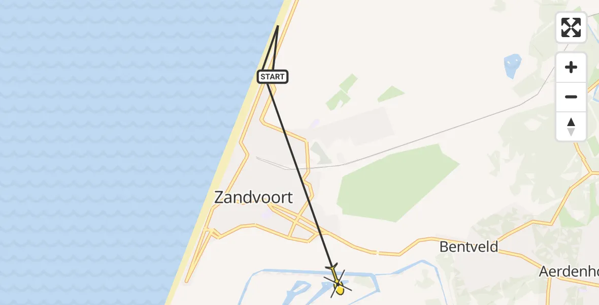 Routekaart van de vlucht: Politieheli naar Zandvoort, Strandafgang Barnaart