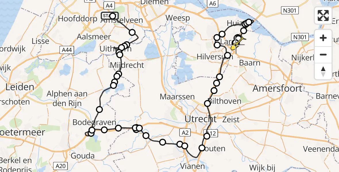 Routekaart van de vlucht: Politieheli naar Eemnes, Walaardt Sacréstraat