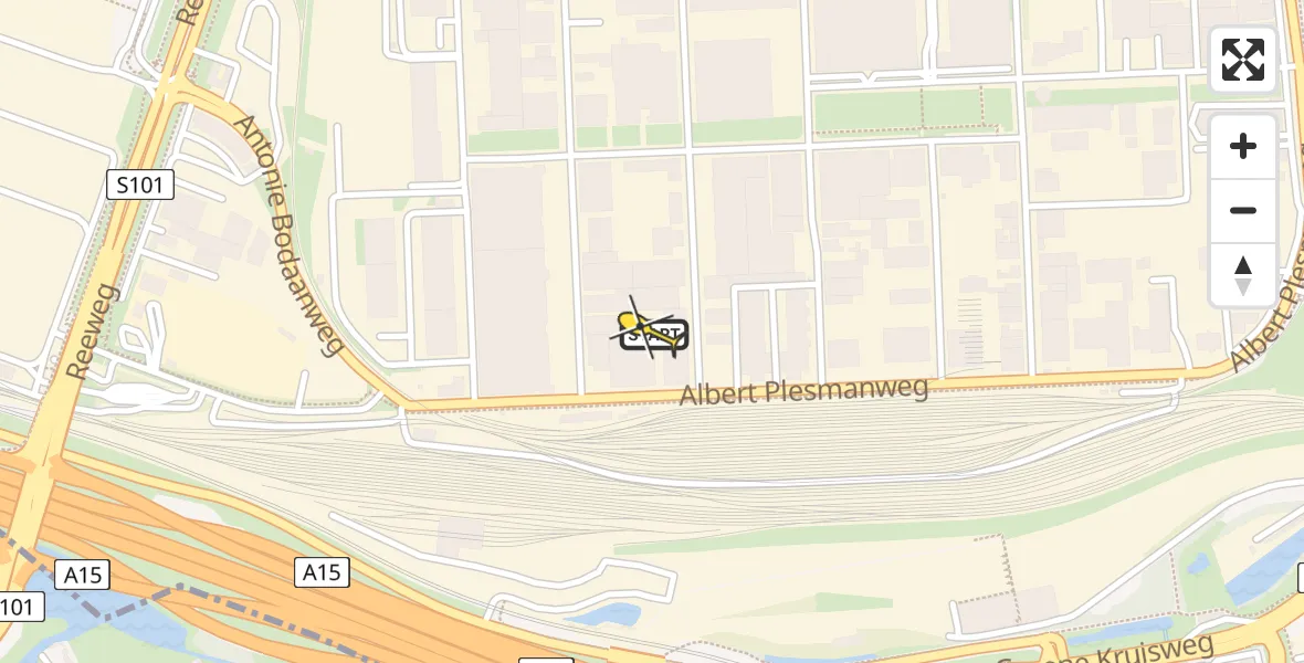 Routekaart van de vlucht: Traumahelikopter naar Rotterdam, Van Maasdijkweg