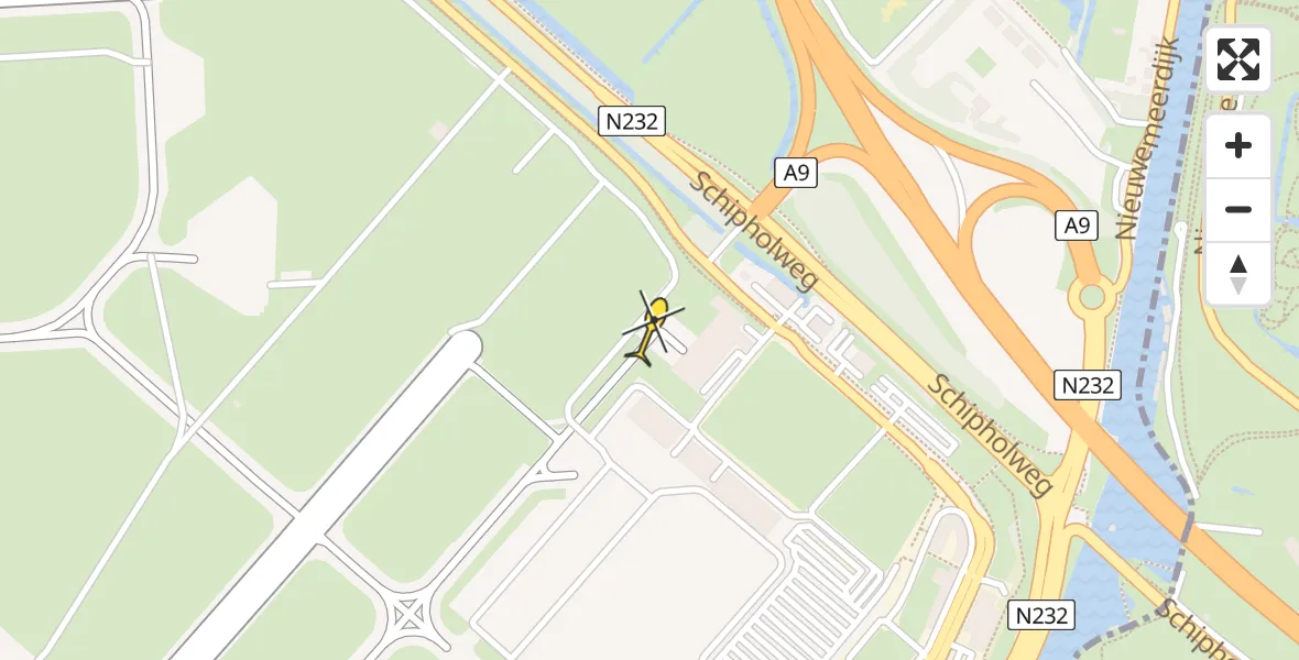 Vluchtroute Politiehelikopter van Schiphol naar Schiphol
