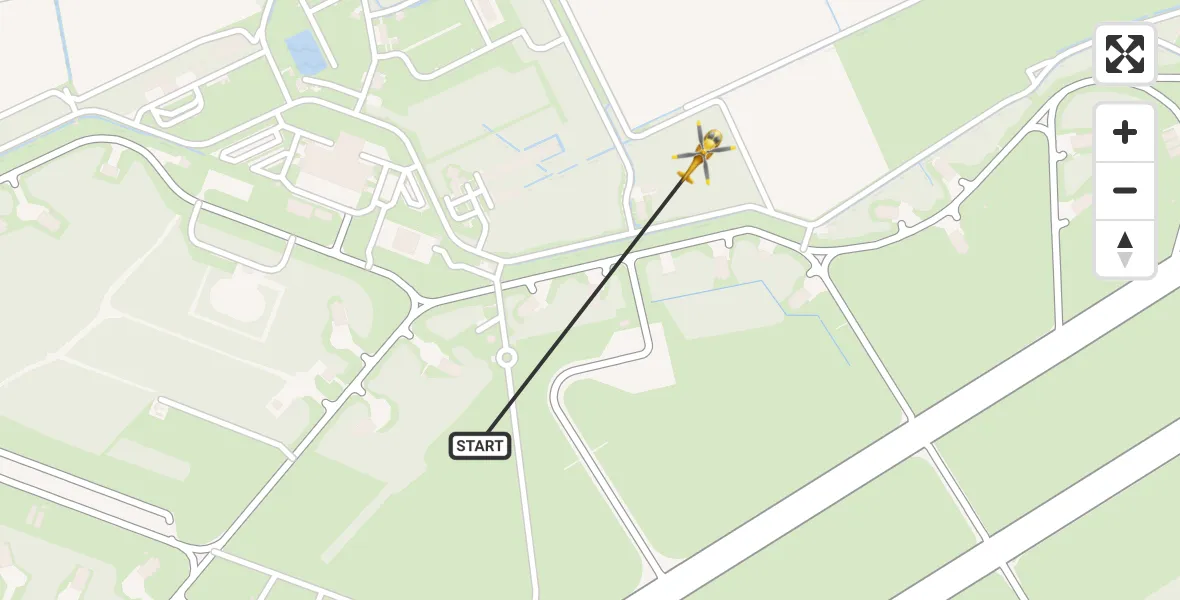 Vluchtroute Traumahelikopter van Vliegbasis Volkel naar Vliegbasis Volkel