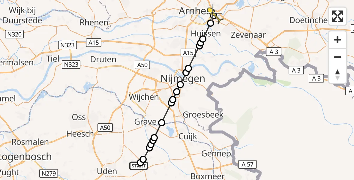 Routekaart van de vlucht: Lifeliner 3 naar Arnhem, Maisweg