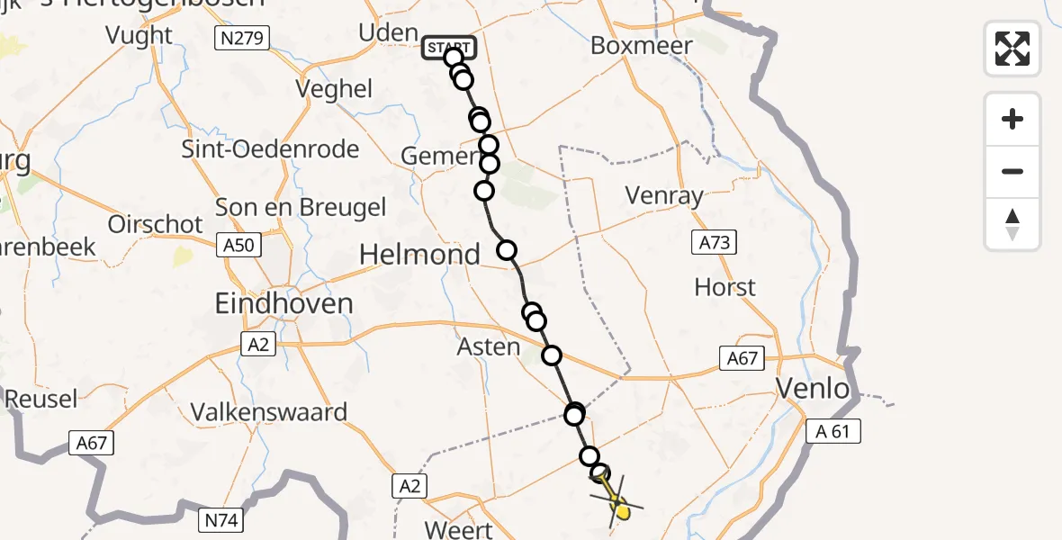 Routekaart van de vlucht: Lifeliner 3 naar Roggel, Jeanny van Kuppeveltpad