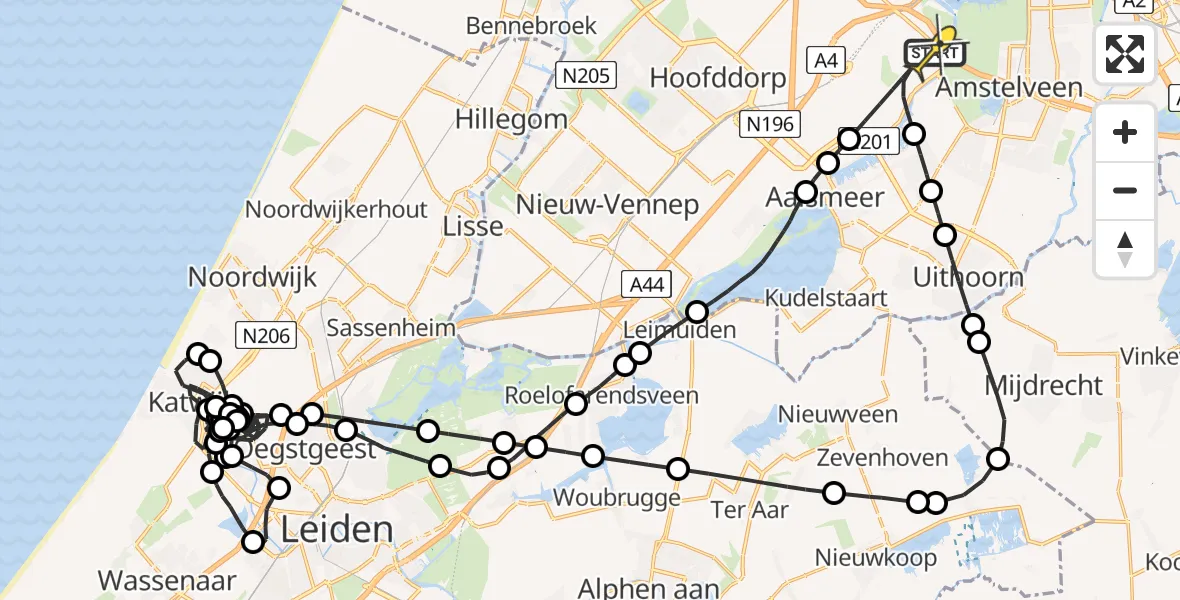 Routekaart van de vlucht: Politieheli naar Schiphol, Westerkimweg