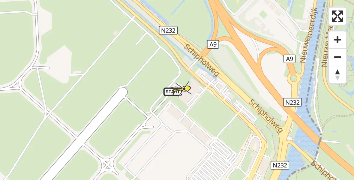 Vluchtroute Politiehelikopter van Schiphol naar Schiphol