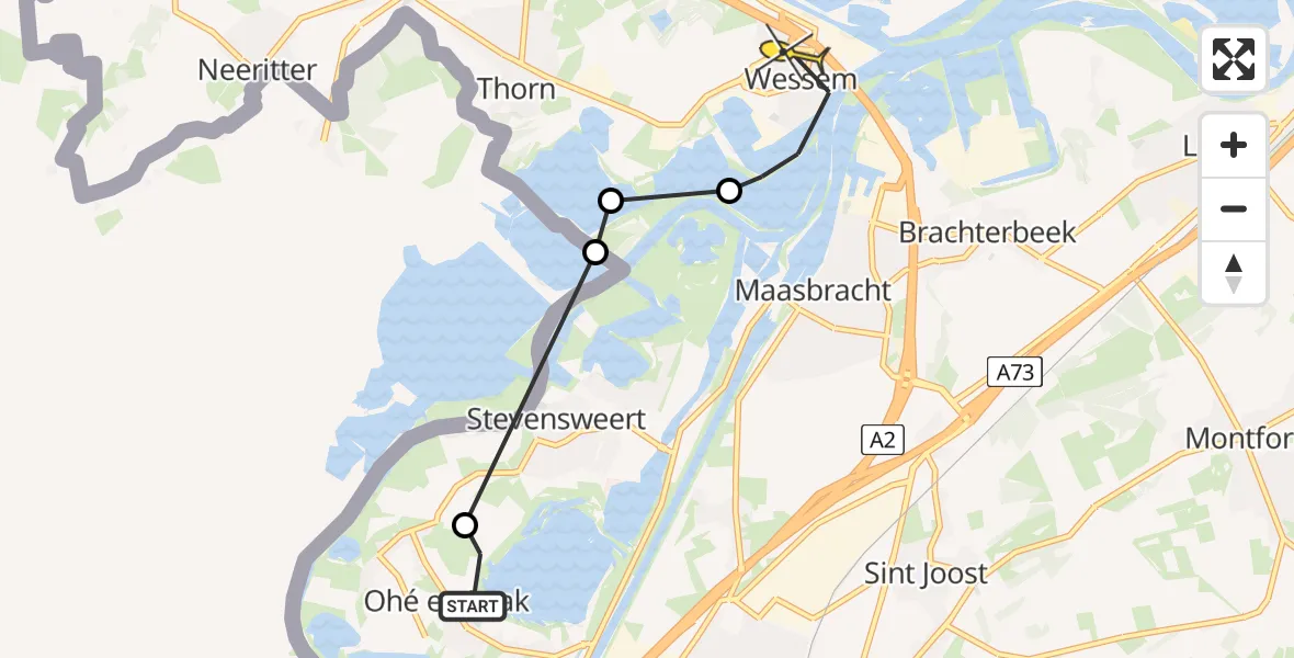 Routekaart van de vlucht: Lifeliner 3 naar Wessem, Vissersweg
