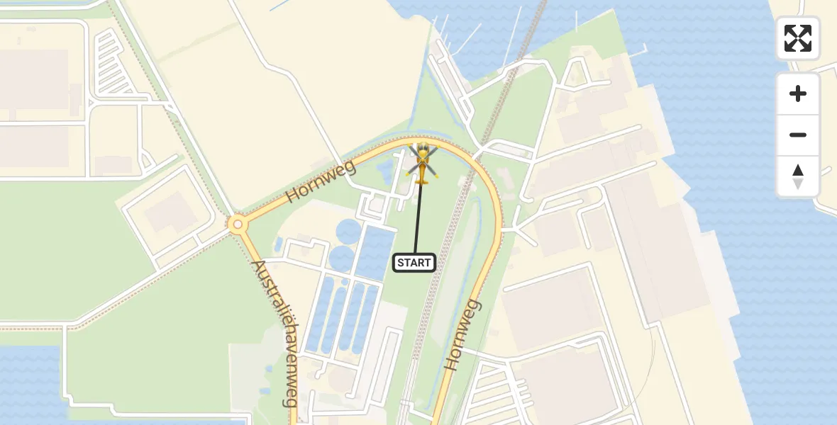 Vluchtroute Traumahelikopter van Amsterdam Heliport naar Amsterdam Heliport