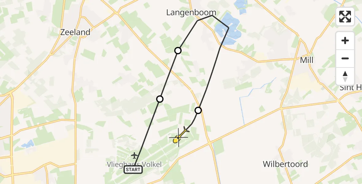 Routekaart van de vlucht: Lifeliner 3 naar Volkel, Zeelandsedijk