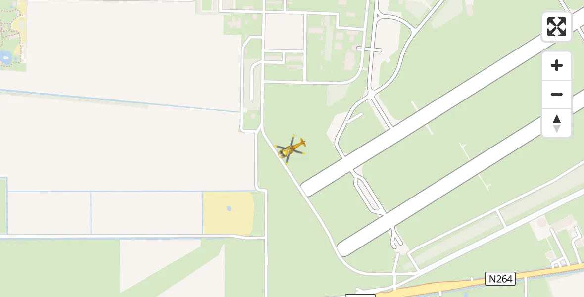 Vluchtroute Traumahelikopter van Vliegbasis Volkel naar Vliegbasis Volkel