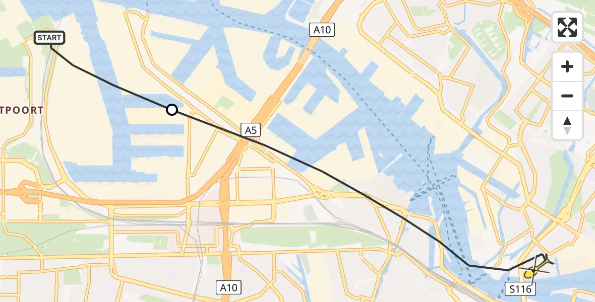 Routekaart van de vlucht: Lifeliner 1 naar Amsterdam, Kompasweg