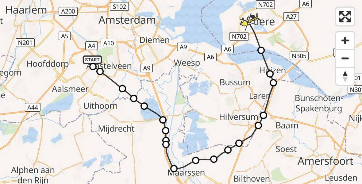 Routekaart van de vlucht: Politieheli naar Almere, Kemajoranstraat