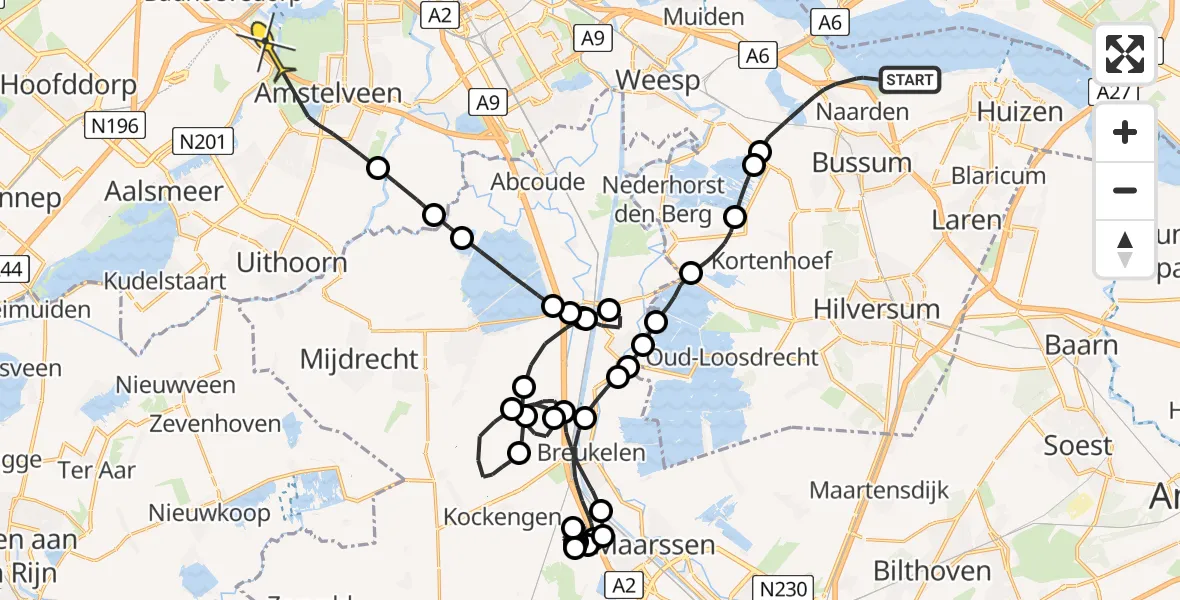 Routekaart van de vlucht: Politieheli naar Badhoevedorp, Admiraal Helfrichweg