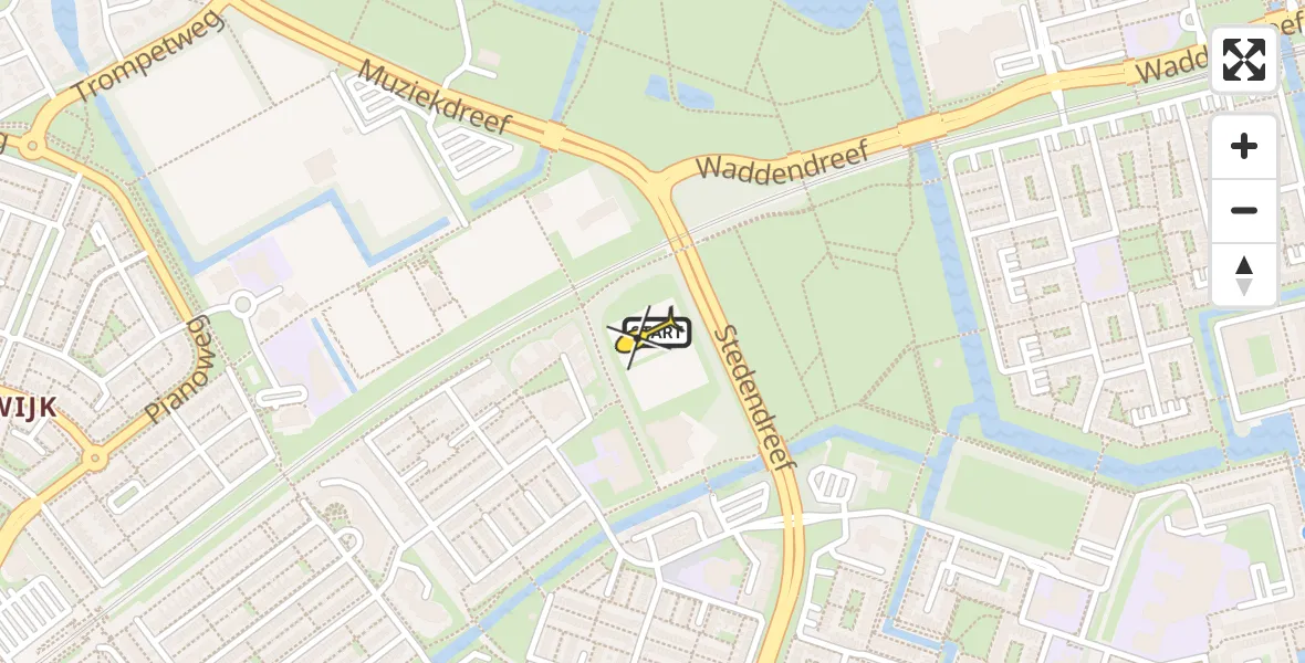 Routekaart van de vlucht: Politiehelikopter naar Almere, Componistenpad