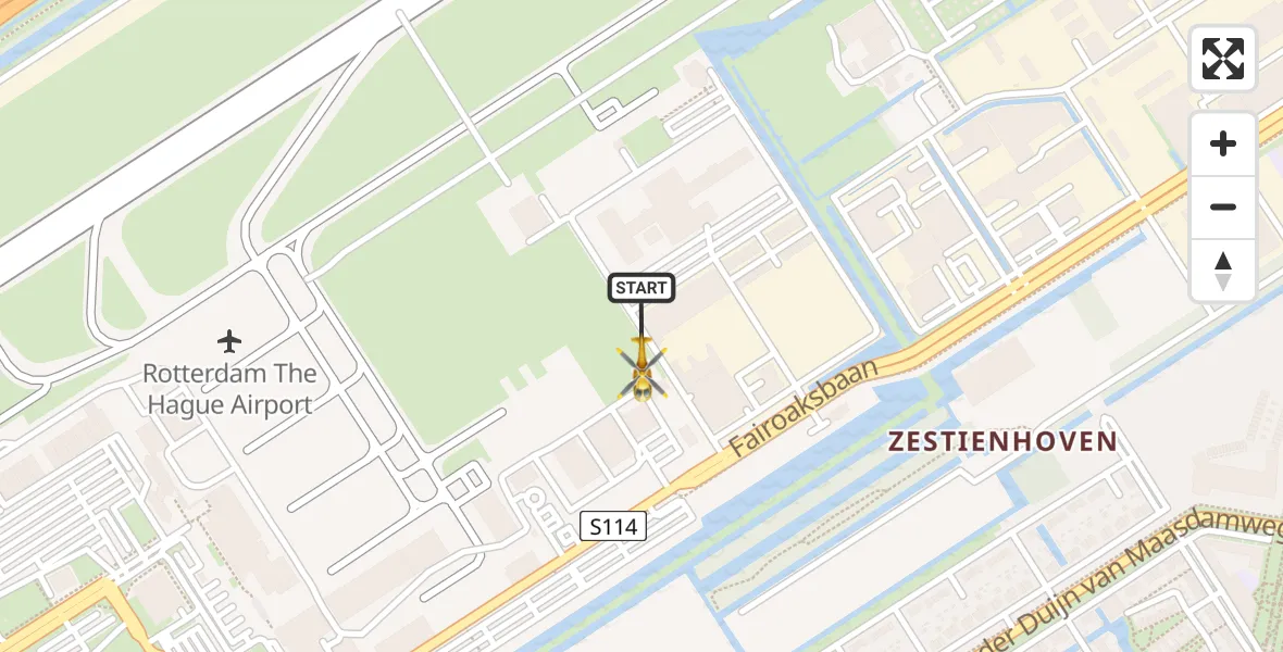 Vluchtroute Traumahelikopter Rotterdam The Hague Airport - Rotterdam The Hague Airport, 09 februari 2024, 12:01