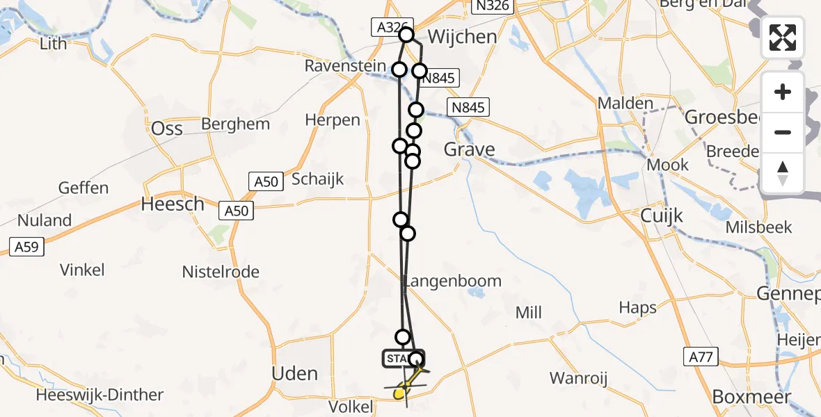 Routekaart van de vlucht: Lifeliner 3 naar Vliegbasis Volkel, Bovenste Trent