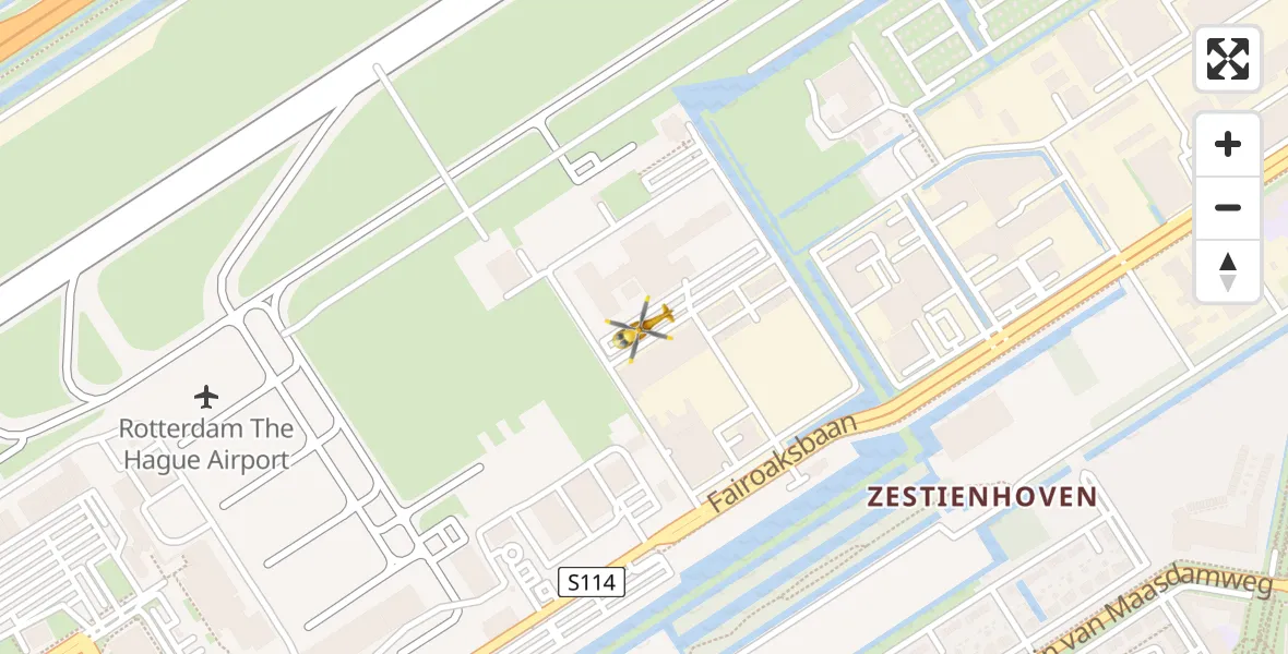 Vluchtroute Traumahelikopter Rotterdam The Hague Airport - Rotterdam The Hague Airport, 09 februari 2024, 14:02