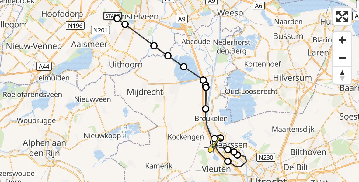 Routekaart van de vlucht: Politieheli naar Maarssen, Bosrandweg