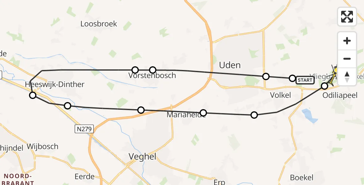 Routekaart van de vlucht: Lifeliner 3 naar Vliegbasis Volkel, Liessentstraat