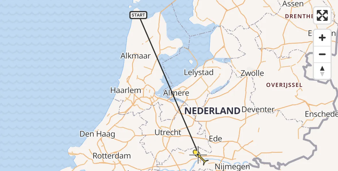 Routekaart van de vlucht: Kustwachthelikopter naar Echteld, Voorstraat