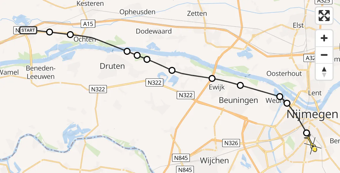 Routekaart van de vlucht: Lifeliner 3 naar Radboud Universitair Medisch Centrum, Molenstraat