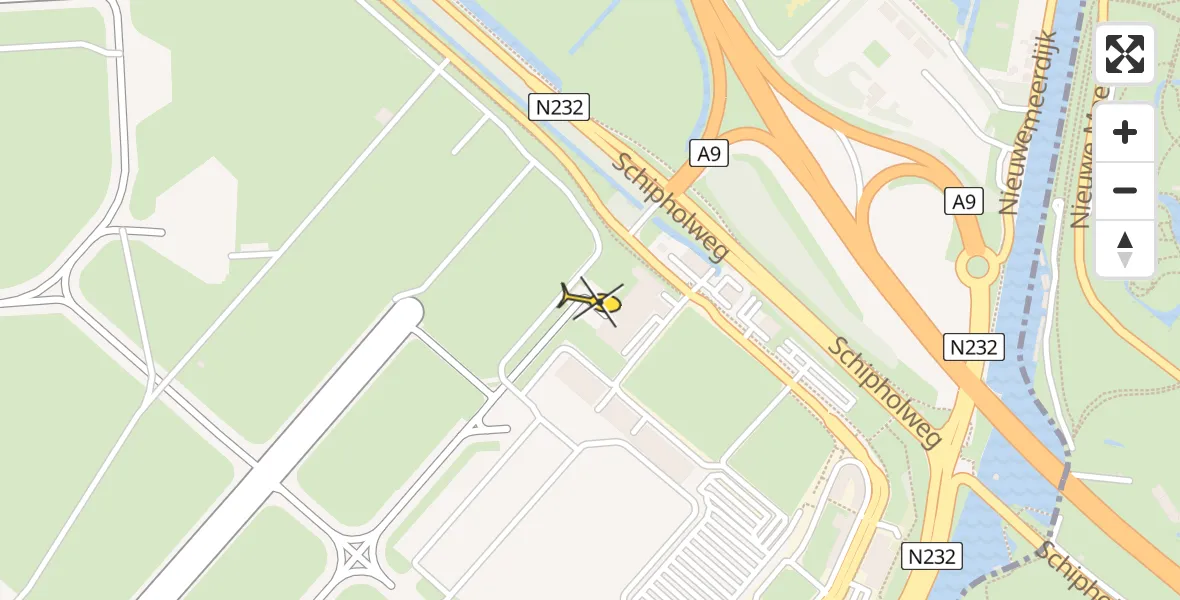 Vluchtroute Politiehelikopter van Schiphol naar Schiphol