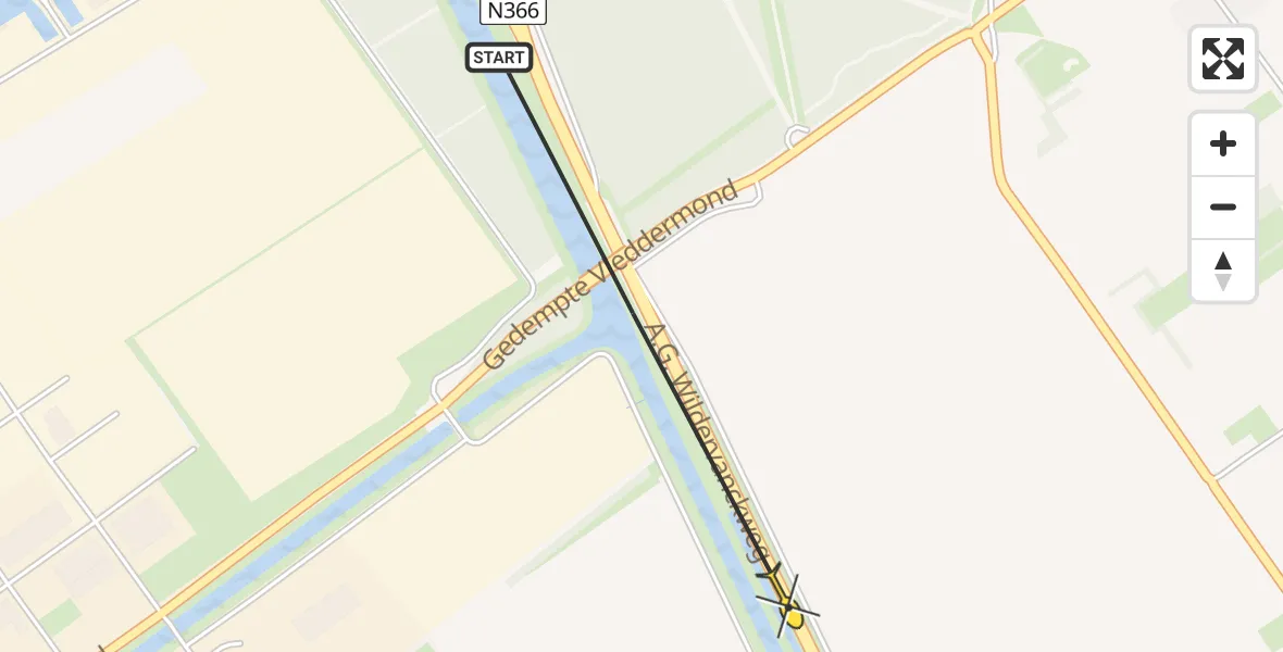 Routekaart van de vlucht: Lifeliner 4 naar Musselkanaal, A.G. Wildervanckweg