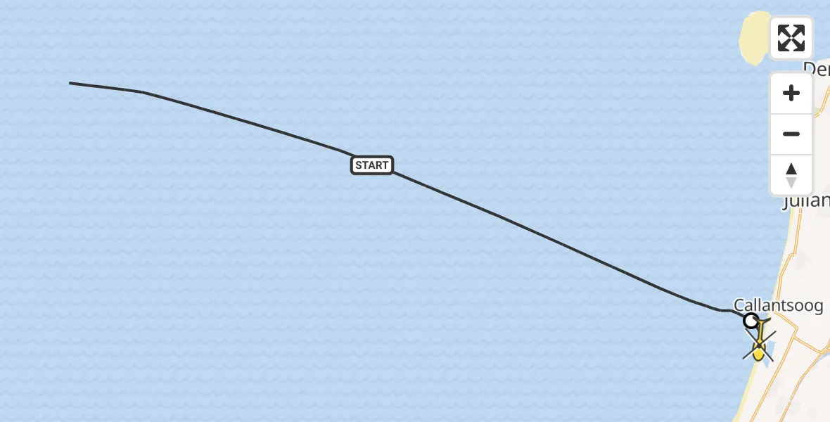 Routekaart van de vlucht: Kustwachthelikopter naar Callantsoog, Bokkeneiland