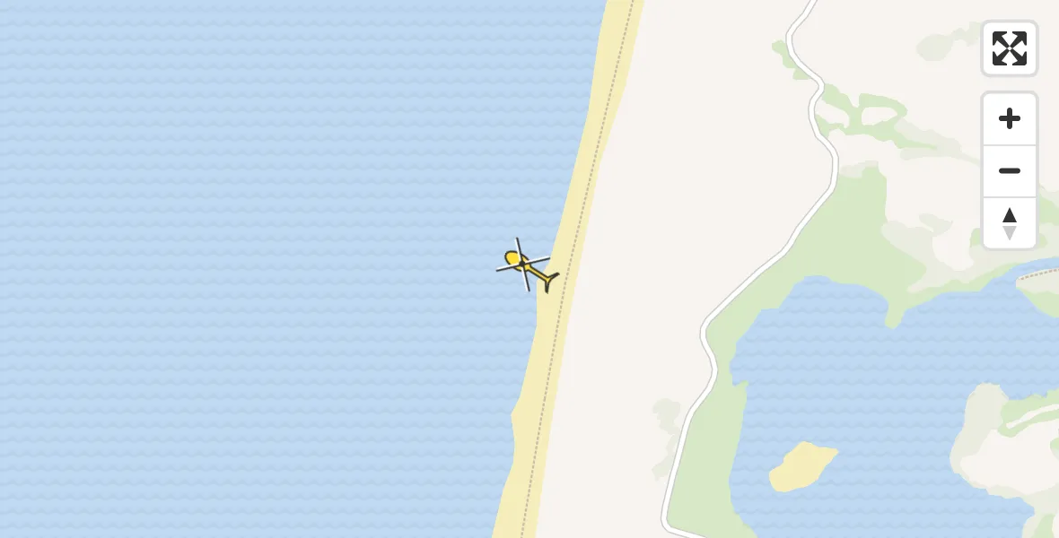 Routekaart van de vlucht: Kustwachthelikopter naar Callantsoog