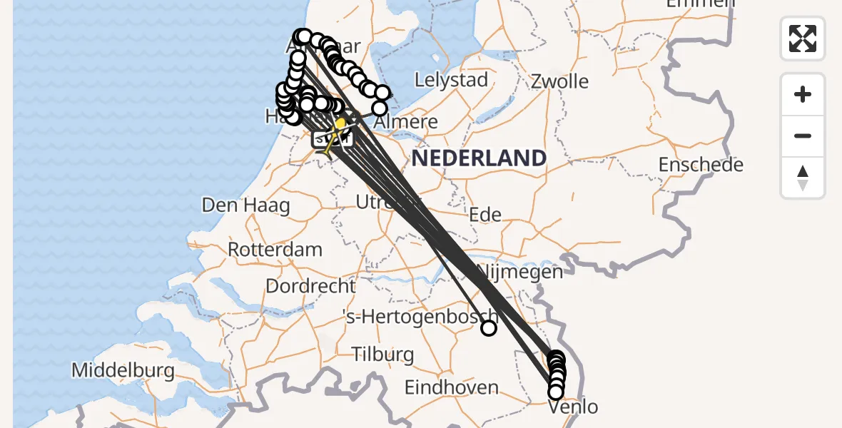 Routekaart van de vlucht: Politieheli naar Schiphol, Kraayveldstraat