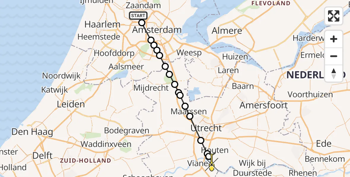 Routekaart van de vlucht: Lifeliner 1 naar Tull en 't Waal, Maltaweg