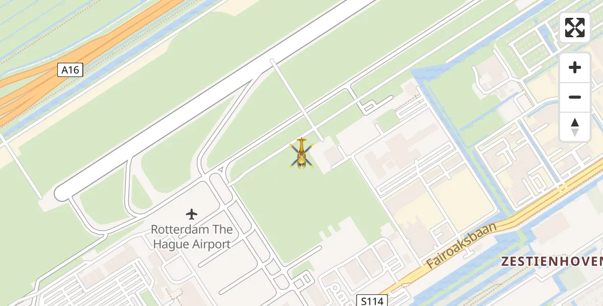 Vluchtroute Traumahelikopter Rotterdam The Hague Airport - Rotterdam The Hague Airport, 10 februari 2024, 10:09