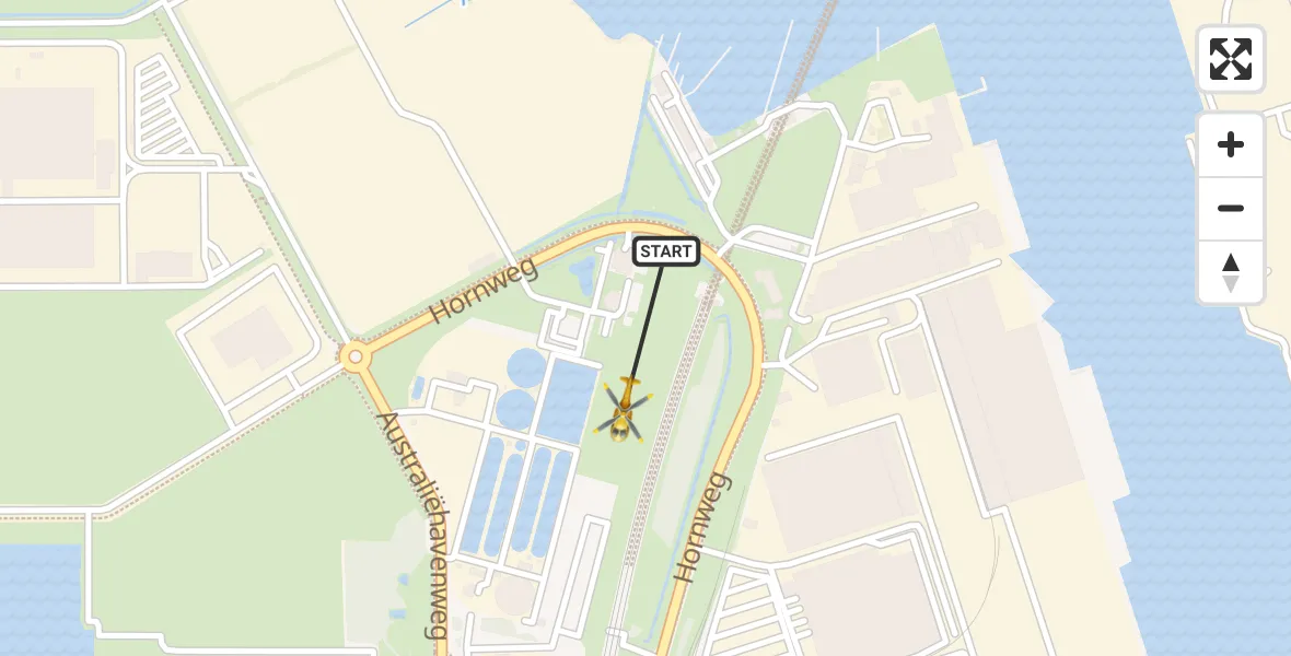 Vluchtroute Traumahelikopter van Amsterdam Heliport naar Amsterdam Heliport