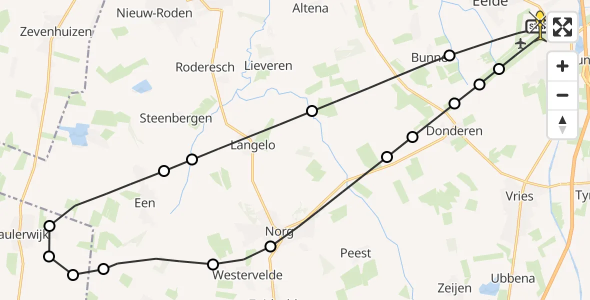 Routekaart van de vlucht: Lifeliner 4 naar Groningen Airport Eelde, Lugtenbergerweg