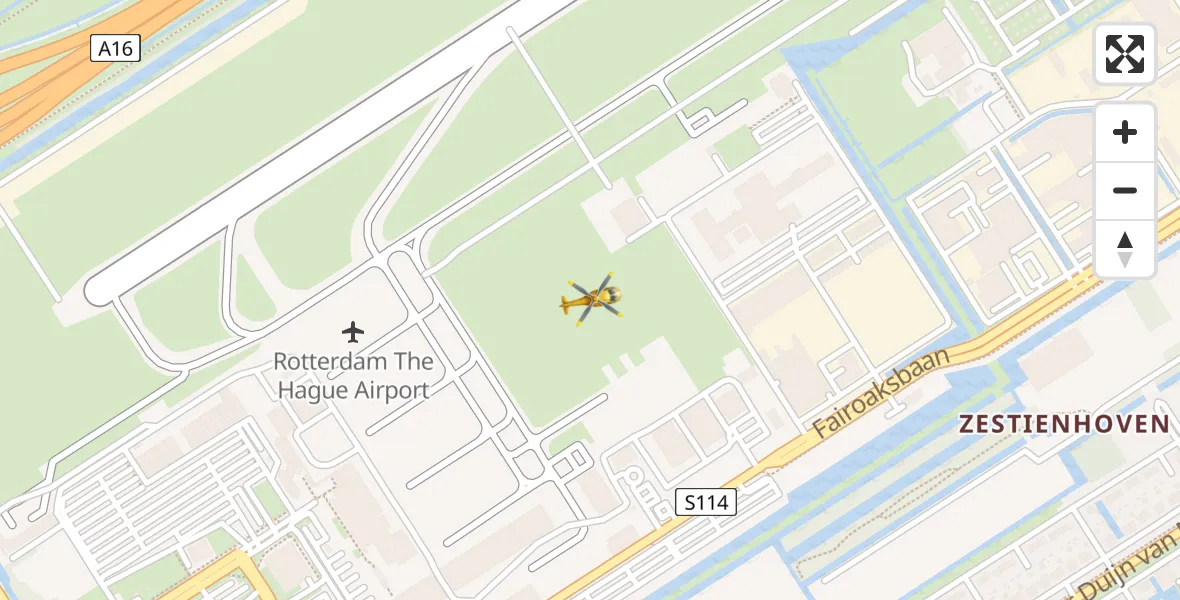 Vluchtroute Traumahelikopter Rotterdam The Hague Airport - Rotterdam The Hague Airport, 10 februari 2024, 14:33