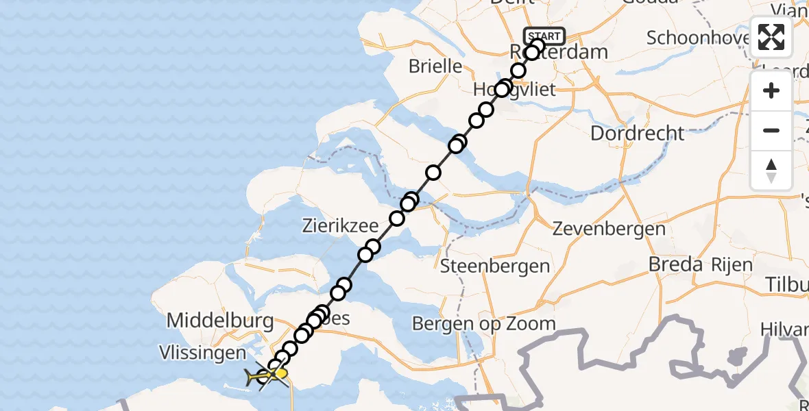 Routekaart van de vlucht: Lifeliner 2 naar Ritthem, Deelenpad