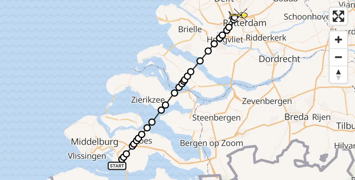 Routekaart van de vlucht: Lifeliner 2 naar Rotterdam The Hague Airport, Jurjaneweg