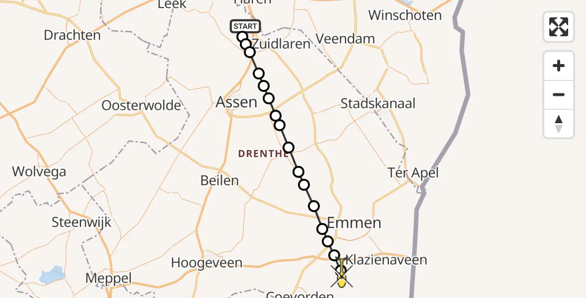 Routekaart van de vlucht: Lifeliner 4 naar Nieuw-Amsterdam, Lugtenbergerweg