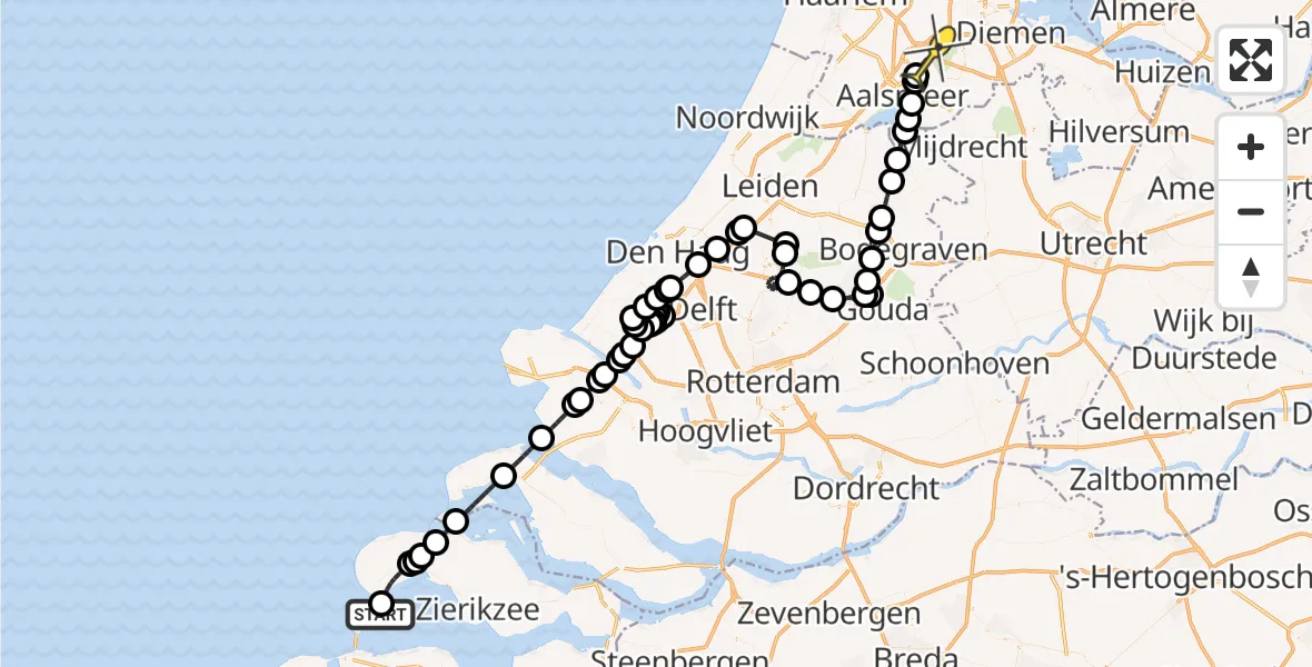 Routekaart van de vlucht: Politieheli naar Schiphol, Roggenplaat