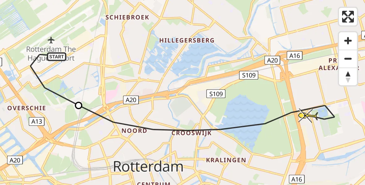 Routekaart van de vlucht: Lifeliner 2 naar Rotterdam, Deelenpad