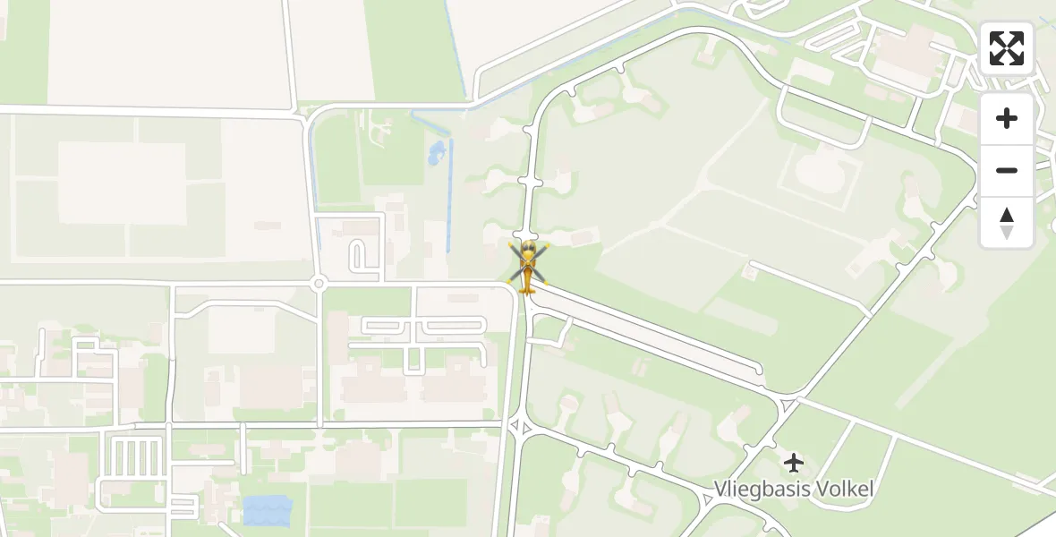 Vluchtroute Traumahelikopter van Vliegbasis Volkel naar Vliegbasis Volkel