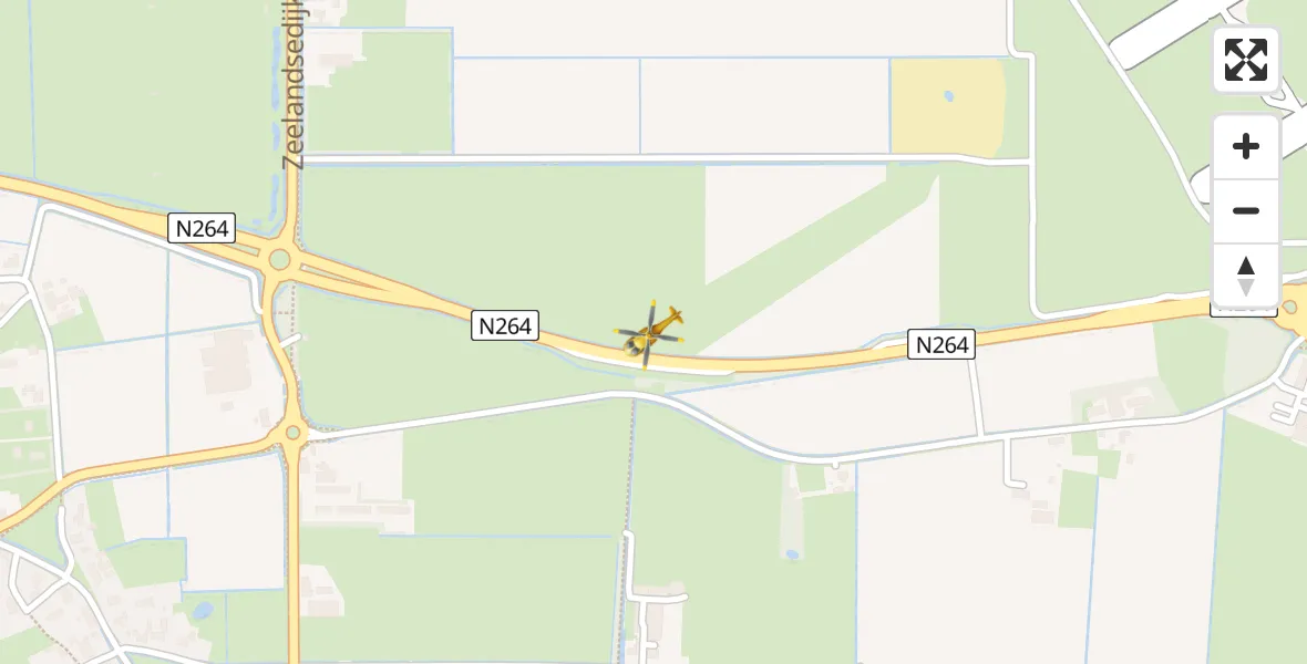 Vluchtroute Traumahelikopter van Vliegbasis Volkel naar Vliegbasis Volkel