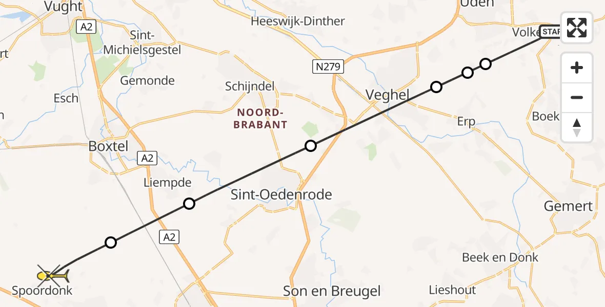 Routekaart van de vlucht: Lifeliner 3 naar Oirschot, Schadronstraat