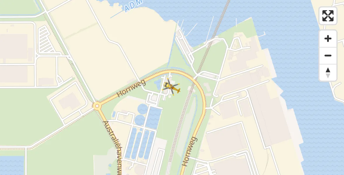 Routekaart van de vlucht: Traumahelikopter naar Amsterdam Heliport