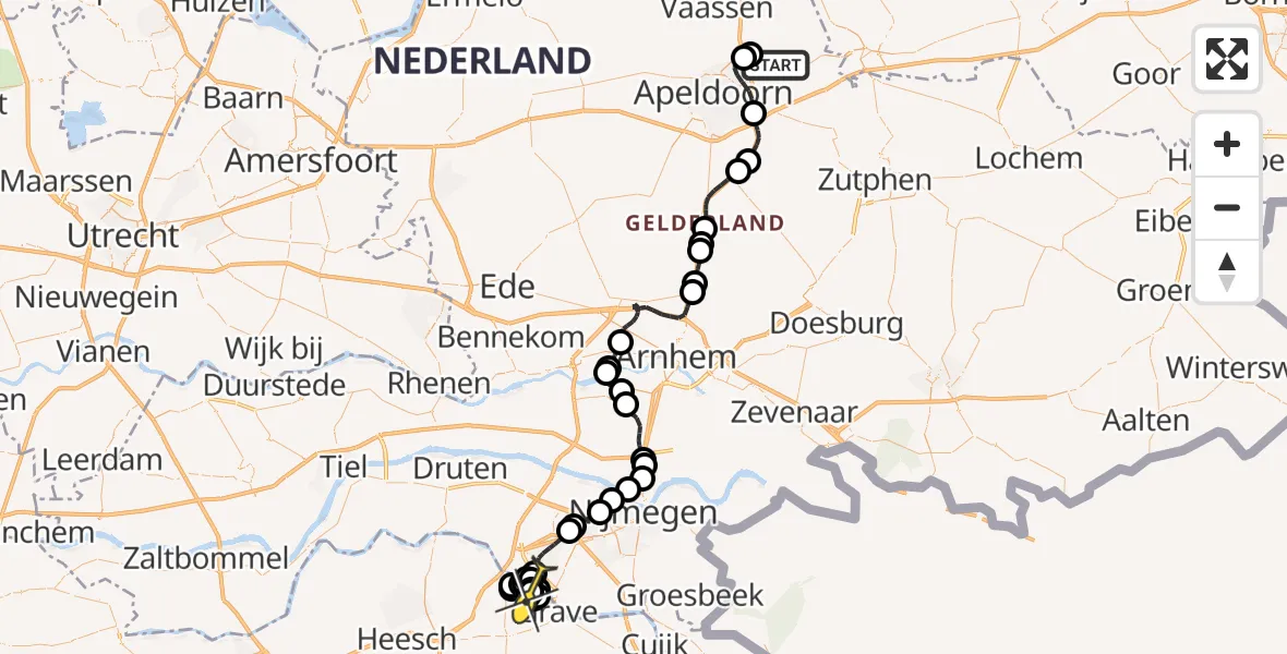 Routekaart van de vlucht: Politiehelikopter naar Keent, Tiendijkenseweg
